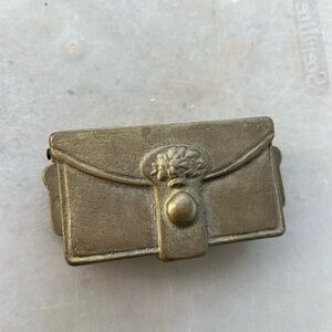 Vintage solid brass double stamp box holder